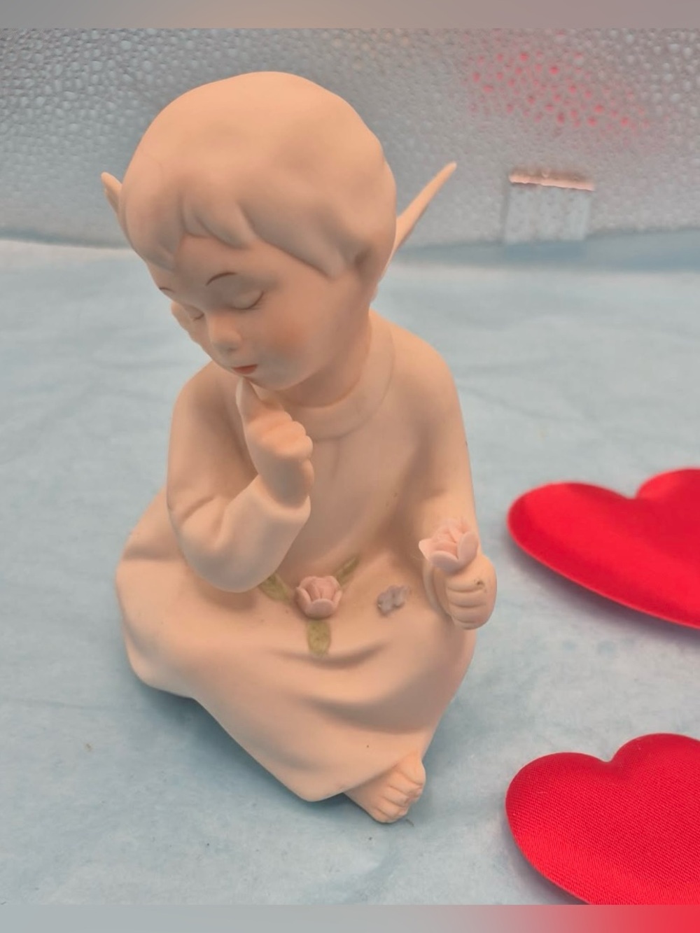 Vintage Bisque Porcelain Guardian Angel with Flowes Figurine Gift Idea HOMCO